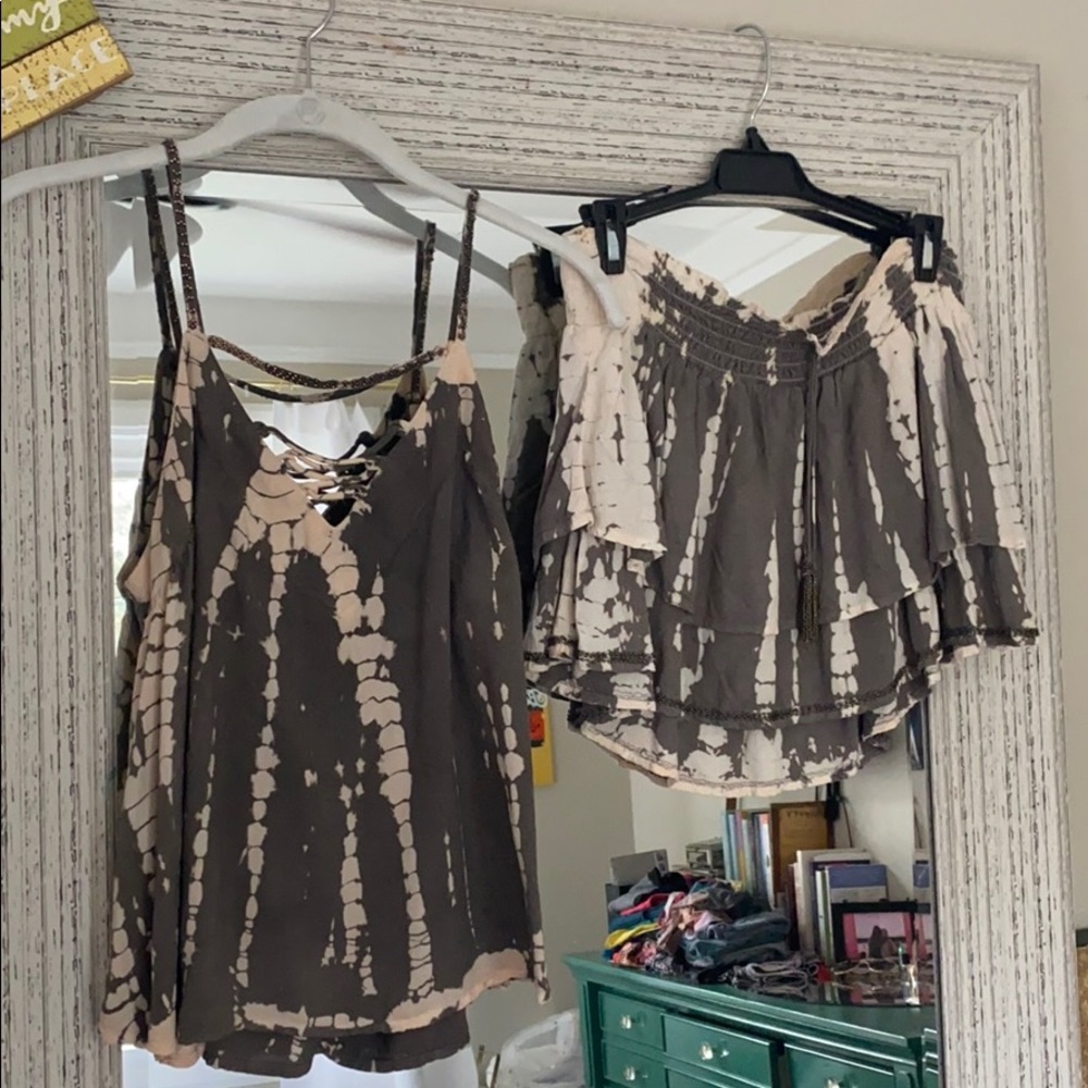 Tie dye shirt and skirt set